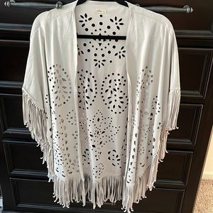 Hollister Faux suede fringe open poncho, size large, brand new but no tags.